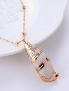 1pc Shell Pendant Necklace, Bohemian Beach Jewelry - Multicolor - View 6