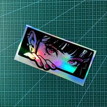 1 件长款动漫眼睛装饰 - 全息汽车贴纸，表面光滑，防水、防紫外线、防刮贴花 - 自粘式，适用于汽车、摩托车、笔记本电脑、手机壳 - 送给男孩和女孩的完美动漫礼物，动漫汽车配件，醒目的设计，防刮乙烯基 - 均碼 - 查看 5