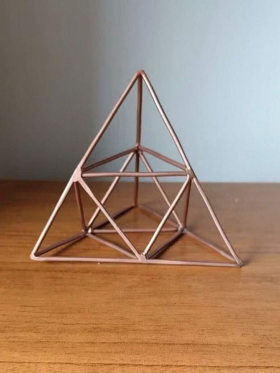 DECORATIVE IRON PYRAMID SCULPTURE - 乾枯玫瑰色 - 查看 1
