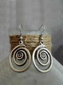 2 piezas Pendientes Vintage Bohemios de Espiral Geométrica Redonda, Pendientes Asimétricos de Moda Llamativa Adecuados para Uso Diario de Mujer