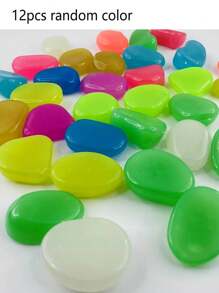 6/12pcs Glow-In-The-Dark Large-Size Pebbles (Random Color), For Garden Landscaping, Track Decoration, Fish Tank Starry Sky Decor, Romantic Glow Stones, Suitable For Home, Outdoor, Runway, Aquarium, Halloween, Christmas, Thanksgiving, Valentine's Day, Absorbs Sunlight Or Lamp Light To Glow At Night, No Electricity Required, DIY Romantic Scenes