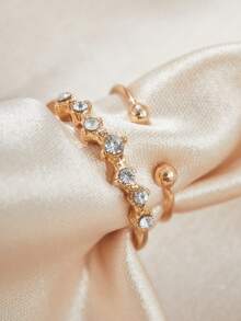 2 Pieces Cooper Zirconia Toe Rings Set For Women