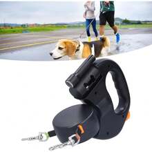 Nimomo Dog Lead Retractable Double Dog Lead Pet Leash 1 Tow Rope 2 Double with Torch and Pocket Dispenser - Bildfarbe - Übersicht 6