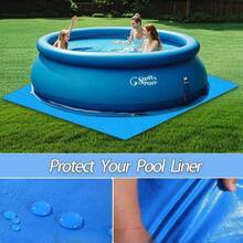 Cubierta de piscina de burbujas de PE duradera - Aislamiento térmico, a prueba de polvo, para uso en todas las estaciones para piscinas y spas, color azul y blanco, fácil instalación con cuerdas y accesorios, cubierta de piscina sobre el suelo cuadrada con marco, azul - Azul - Ver 7