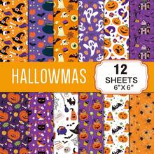 6in Halloween Themed Paper, 12 Sheets Pumpkin & Bat Scrapbooking Background Paper, Small Size Craft Paper For DIY Gift Wrapping, Scrapbook, Journal, Memo, Magazine, Birthday Decoration, Designer Planner, Magazine Craft Paper, Card Making Supplies, Halloween Party Decor Collection Kit - Multicolor - View 12