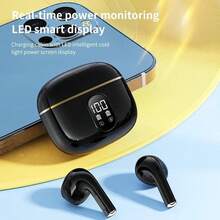 新款 X87 蓝牙 5.3 耳机无线耳机触控游戏耳机 HIFI 立体声降噪耳塞带麦克风 X87 蓝牙 5.3 TWS 无线耳机带 LED 显示屏立体声耳机触控耳塞降噪 - 卡其色 - 查看 5