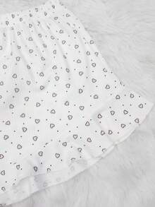 2pcs/Set Women's Knitted Printed Outfit, Lightweight And Casual, With Ruffled Short Sleeved Top And Shorts, Perfect For Home Use In Summer, For Going Out, Two Pieces Set Lounge Set - Black and White - View 3