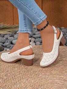 Soft Perforated Closed Toe Summer Sandals For Women, Breathable New Design Slip-On Hollow Out Flats, Comfortable Soft Bottom Hole Shoes