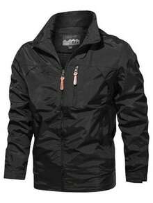 Men's Casual Waterproof Windbreaker, Men's Coats, Winter Coat, Hoodies, Camping, Hiking Jacket - 黑色 - 查看 5