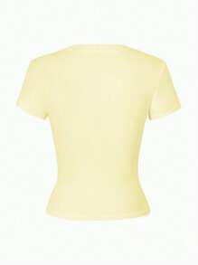 Camiseta gráfica de manga corta de cuello redondo ajustada y dulce con estampado floral de verano para mujeres Vaiaye