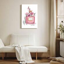 1Pc Solid Wood Frame Canvas Poster, Girls Bedroom Wall Art Perfume Painting Pictures Print On Canvas, Girl Theme Large Canvas Wall Art, Artwork Wall Painting For Gift, Bedroom, Office, Living Room, Cafe, Bar, Wall Decor, Home And Dormitory Decoration Ready To Hang - 金色 - 查看 3