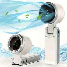 Ventilador portátil dobrável - Recarregável via USB, ultrassilencioso, ajustável em 5 velocidades, bateria de 3600 mAh (autonomia de 10 horas), adequado para mesa de escritório, quarto, dormitório, viagens ao ar livre, resfriamento de verão, praia, viagens, itens essenciais para férias