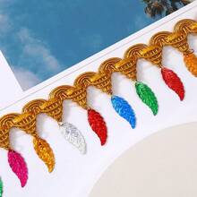 2码 6厘米宽 塑料叶形亮片流苏装饰窗帘流苏花边蕾丝 DIY缝纫配件 工艺品流苏拉丁舞表演服装流苏缝纫流苏流苏花边装饰高级定制缝纫流苏面料和蕾丝流苏工艺品蕾丝工艺品流苏装饰刺绣蕾丝 - 多色 - 查看 4