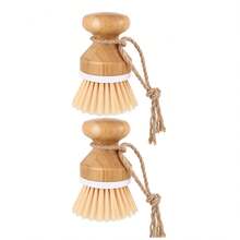 Bamboo Fiber Cleaning Set, Includes Plate Brush, Palm Brush, Dishwasher Brush, Suitable For Cleaning Pots, Pans, Skillets - Brown - View 6