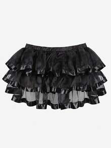 Women's Tulle Bustle Skirt Steampunk Skirt Women Dress Overskirt Costume Cosplay Halloween Costume - 黑色 - 查看 1