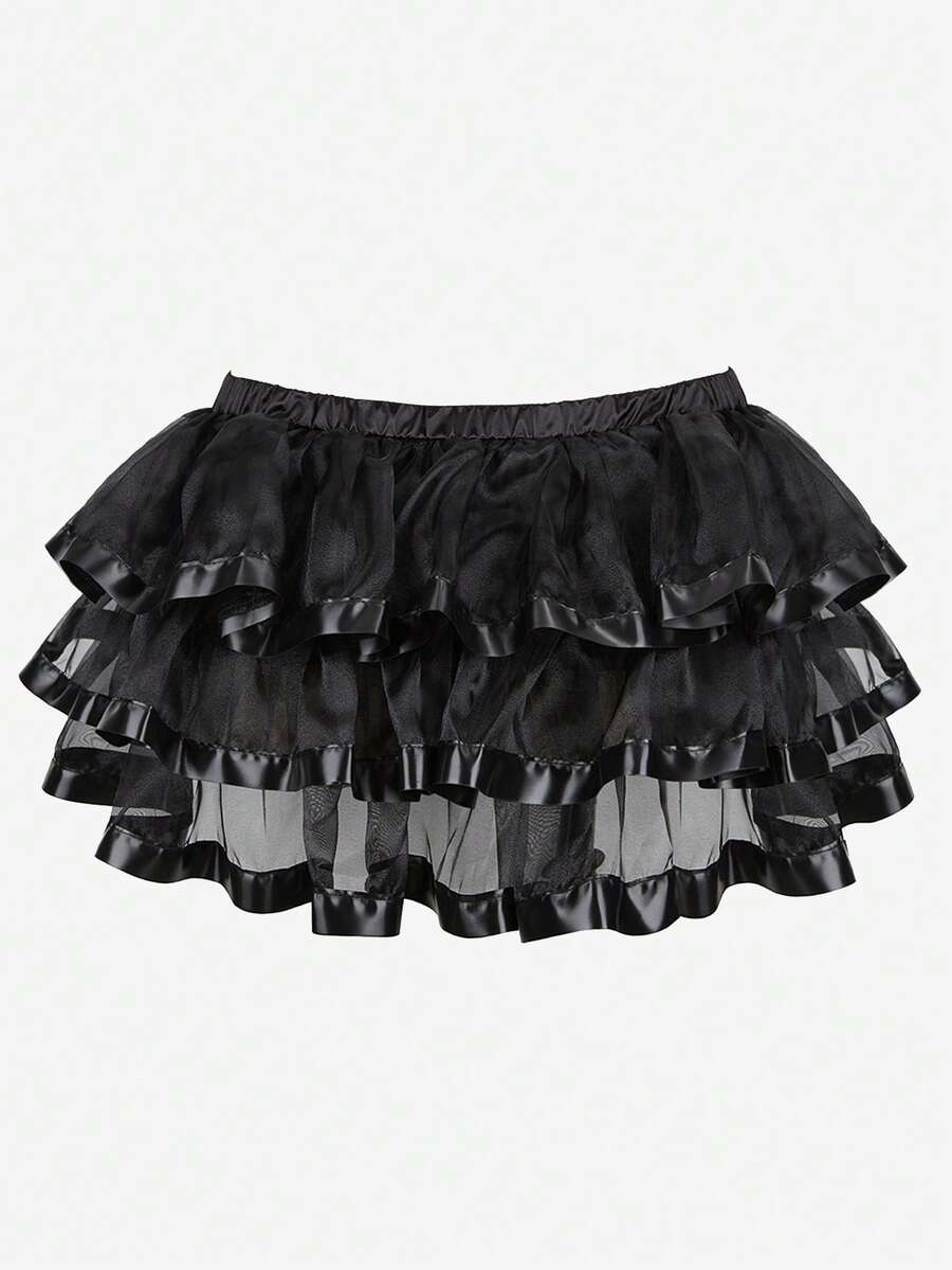 Women's Tulle Bustle Skirt Steampunk Skirt Women Dress Overskirt Costume Cosplay Halloween Costume - 黑色 - 查看 1
