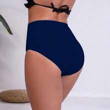 Women's High Waisted Swim Bottoms Swimsuit Full Coverage Bikini Bottoms - Navy - View 4
