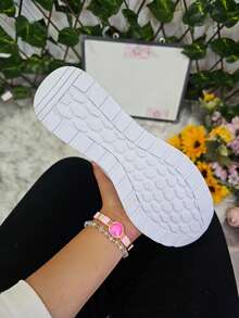 Tenis Zapato de Mujer Plataforma Cuña,  Cómodos, con detalles Métalicos Cadena , Juvenil     Casual  Fiesta  Al aire libre  Sexy          Fiesta  Oficina  Casa  Exterior 4037 - Blanco Charol - Ver 4