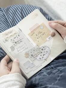 CANDY POETRY 50 件/包复古布艺手工撕纸剪贴簿贴纸，创意美学装饰，适用于 DIY 工艺品、礼品、个性化剪贴簿、学校用品、返校 - 黑色 - 查看 5