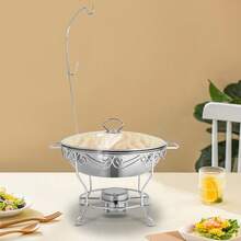 Chafing Dish Edelstahl Warmhaltebehälter 6L Speisewärmer, Wärmebehälter Rechaud Chafing Dishes Speisenwärmer für Catering Buffet und Party - Silber - Übersicht 2