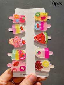 10pcs Girls Cute Acrylic Ice Cream Barrettes