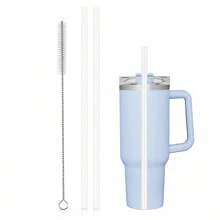 适用于 14oz-40oz 保温杯的替换吸管，可重复使用长吸管，配有吸管清洁刷，12.2 英寸塑料吸管，适用于杯子、瓶子等配件