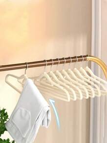 20pcs/10pcs Flocked Hangers, Non-Slip Flocked Suit Pants Clothes Drying Rack Rotating Hook Hangers, Suitable For Suits And Coats, Space Saving (Random Color)