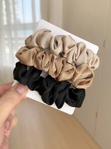 1pc/4pcs Solid Color Soft Scrunchies, Elastic Hair Ties, Ponytail Holders, Versatile, Won't Damage Hair, Black, Coffee, Mauve Color, Elegant French Hair Accessories, Hair Accessory, Hair Accessories, Scrunchy Hair Ties, Casual Makeup Home Gym Woman Accessories Head Accessories Elastic Band - Multicolor - View 16