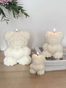 1 件 3D 心形玫瑰泰迪熊硅胶蜡烛模具 - DIY 情人节浪漫礼物，用于香薰蜡烛树脂工艺品婚礼家居装饰 - 白色 - 查看 8