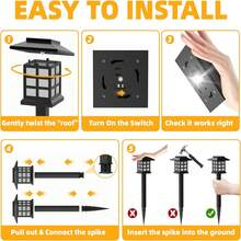 24/12/6pcs Solar Outdoor Light, IP44 Sidewalk Light, LED Landscape Lighting Garden Light, Suitable For Sidewalks, Driveways, Courtyards And Lawns, Solar Garden Decoration, Christmas Decoration, July 4th Decoration - 白色 - 查看 9