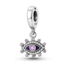 1 Pc S925 Sterling Silver Colored Zirconia Devil's Eye Pendant For DIY Bracelet Necklace Jewelry Making Exquisite Jewelry Gifts For Women, Family And Friends.