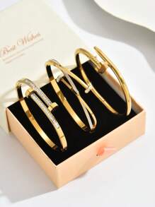 1 pieza Pulsera de acero inoxidable, elegante y de moda para damas, apropiada para diversas ocasiones