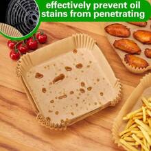 100er Pack Antihaftauskleidung für Heißluftfritteuse | quadratisch & rund 16cm (6,3") Backblech | mikrowellen- und ofenfest zum Grillen/Braten | mühelose Reinigung Küchentrick für Zuhause und kommerziellen Gebrauch Schulanfang
