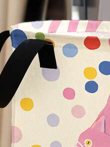 1 pieza Cesta de almacenamiento redonda plegable de gran capacidad con asa y diseño de animal lindo, caja de almacenamiento plegable multiusos para guardería, artículos para bebés, pañales, ropa, juguetes, organizador