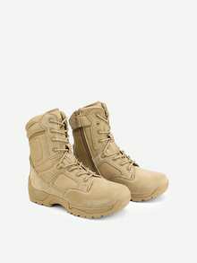 Men's Military Tactical Work Boots Hiking Motorcycle Combat Bootie - Khaki - View 8