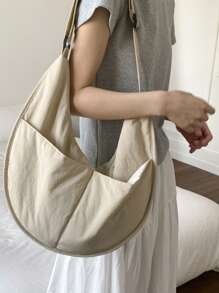 peach tree Large Capacity Crescent Shaped Shoulder Bag, Simple Solid Color Women Crossbody Bag, Adjustable Shoulder Strap, Zipper Closure, Fashion Spring Simple Solid Color Shoulder Bag, Adjustable Strap, Zipper Closure, Shoulder Bag Gift For Christmas, Scream, Young Casual Solid Color Sling Bag, Lightweight Large Capacity Shoulder Bag, Valentine's Day Gift, Peach Tree