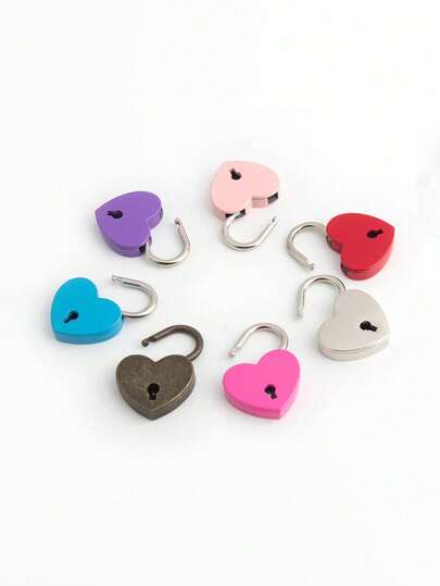 1Pc Colored Alloy Lock Heart-Shaped Lock Belongs To Mini Lock Heart Lock Padlock With Keychain Decoration
