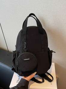 1pc Solid Color Nylon Fabric Unisex Backpack, Multifunctional Handbag Shoulder Bag, Suitable For College Students, Zipper Closure, Daily Use (With Coin Pocket), School Backpack - Multicolor - View 14