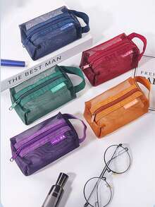 1 小手提包、化妆包、数码包、迷你方形小包、立体网格零钱包、钥匙包、驾驶证、学生证收纳袋 - 彩色 - 查看 4