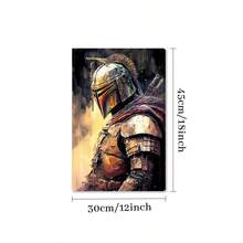 1pc The Mandalorian, Warrior In The Rain, Sci-Fi Armor Style Framed Wall Art - Canvas Prints Poster, Ready To Hang - Home Decor, Ideal For Home, Office Wall Decor, Family Gift, Living Room Bedroom Wall Decor - 香檳色 - 查看 11