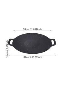 1 件不锈钢双柄韩式烧烤盘，家用电烤箱托盘，多功能户外露营烧烤盘，便捷电炉灶烤盘