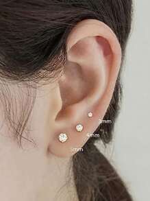 6pcs/Set 18k Gold & Silver Cubic Zirconia Spiral Nose Studs, 3-4-5mm Suitable For Everyday Wear, Valentine's Day, Carnival, Mother's Day Gifts