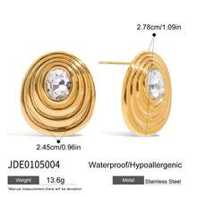 Uworld Exaggerated Rhinestone Metal Cocoon Shape Ear Clips Earrings For Women Europe America Chic Unique Vintage Jewelry Accessories 18k Gold Plating - Gold - View 9
