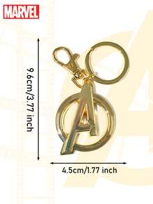 Marvel 1 件漫威官方授权复仇者联盟标志金色锡合金钥匙扣金属钥匙扣装饰包挂件纪念品送给男朋友酷炫派对生日情人节礼物