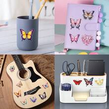 62Pcs Colorful Butterfly Stickers Pack, Aesthetic Stickers For Suitcase, Journal, Scrapbook, Water Bottle, Laptop, Computer, Skateboard, Notebook,PET Transparent Sticker