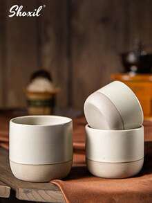 shoxil 1pc Ceramic Coffee Cup, Coffee Mug, Tea Cup, Tea Mug, Latte Mugs, Espresso Cups, Microwave And Dishwasher, Gifts, Used For Weddings, Festival - Beige - View 5