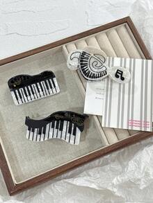 1pc Musical Instrument Guitar/Piano Claw Hair Clip, Girls Hair Accessories, Suitable For Birthday/Valentine's Day Gift Summer Hair Clips Hair Jaw Clip Hair Clamps Hair Clutch Hair Claw Clip Fall Winter Claw Clip For Vacation Outfits Woman - Multicolor - View 7