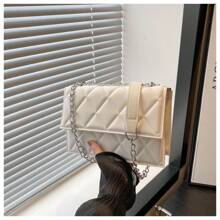 1pc New Fashion Women Shoulder Bag Rhombus Embroidered Solid Color Chain Crossbody Bag Casual Handbag Ladies Clutch Phone Bag