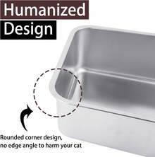 Stainless Steel Cat Litter Box For Adult Cats Or Kitty/Kitten 18"X14"X6" Rust-Proof, High Side, Non Stick, No Smell, Easy To Clean Metal Cat Litter Box - 大號:17.5 英吋長 x 13.6 英吋寬 x 6 英吋高 - 查看 10