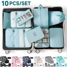 10Pcs Packing Cubes Compression Travel Luggage Storage Bags Organiser UK - Black - View 4